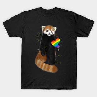 Cute panda with rainbow  heart T-Shirt